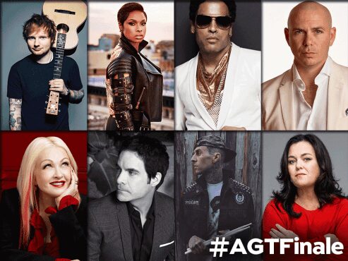 Ed Sheeran, Jennifer Hudson, Lenny Kravitz, Cyndi Lauper and Rosie O'Donnell joined in the "AGT" finale fun. (Photo collage property of NBC)