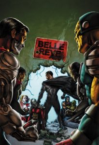 Supervillains confronting each other in Belle Reve.