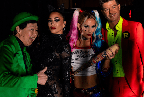 The Masked Singer: Season Nine panel (Ken Jeong, Nicole Scherzinger, Jenny McCarthy Wahlberg, and Robin Thicke) channeled their inner superheroes and supervillains on DC Superheroes Night! (Photo property of FOX)