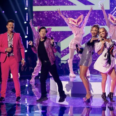 Robin, Ken, Rita, and Jenny perform together during a taping of The Masked Singer: Season 11. (Photo property of FOX)