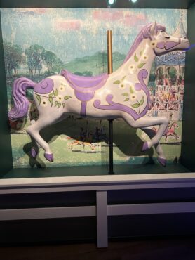 The horse that Julie Andrews rode while filming Mary Poppins is one of the artifacts that visitors can find in the Disney100 Exhibition. (Photo by Jake's Take with Jacob Elyachar)