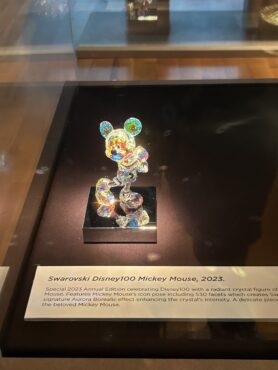 The Mickey Mouse Swarovski statue is one of the artifacts featured in the Disney100 Exhibition. (Photo by Jake's Take with Jacob Elyachar)
