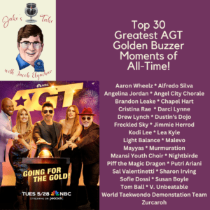 Chapel Hart, Drew Lynch, Kodi Lee, Susan Boyle, V. Unbeatable and more acts headline "Jake's Take's Top 30 AGT Golden Buzzer" moments.