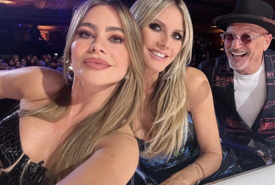 Sofia, Heidi, and Howie took a selfie during a taping of AGT: Season 19 Judges Auditions. (Photo property of NBC)