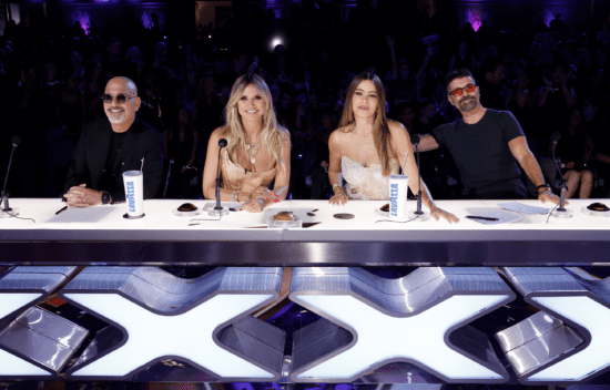 Howie, Heidi, Sofia, and Simon pose together during a taping of 'AGT: Season 19.' (Photo property of NBC)