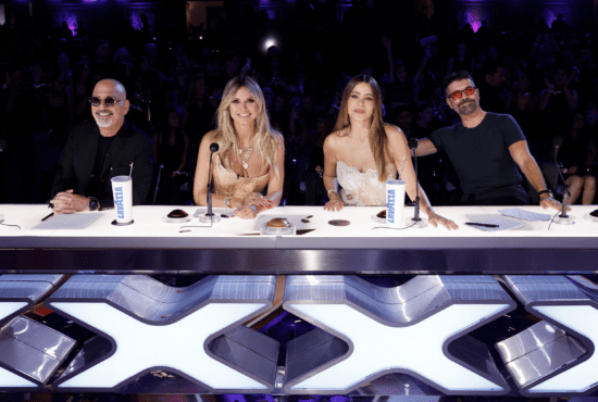 Howie, Heidi, Sofia, and Simon pose together during a taping of 'AGT: Season 19.' (Photo property of NBC)