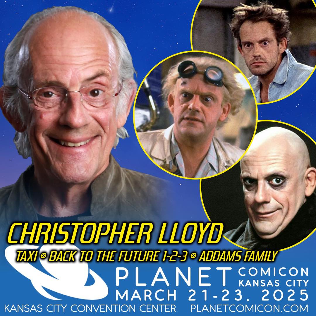 Entertainment legend Christopher Lloyd will be attending the 2025 Planet Comicon Kansas City. (Photos and graphics property of Planet Comicon Kansas City)