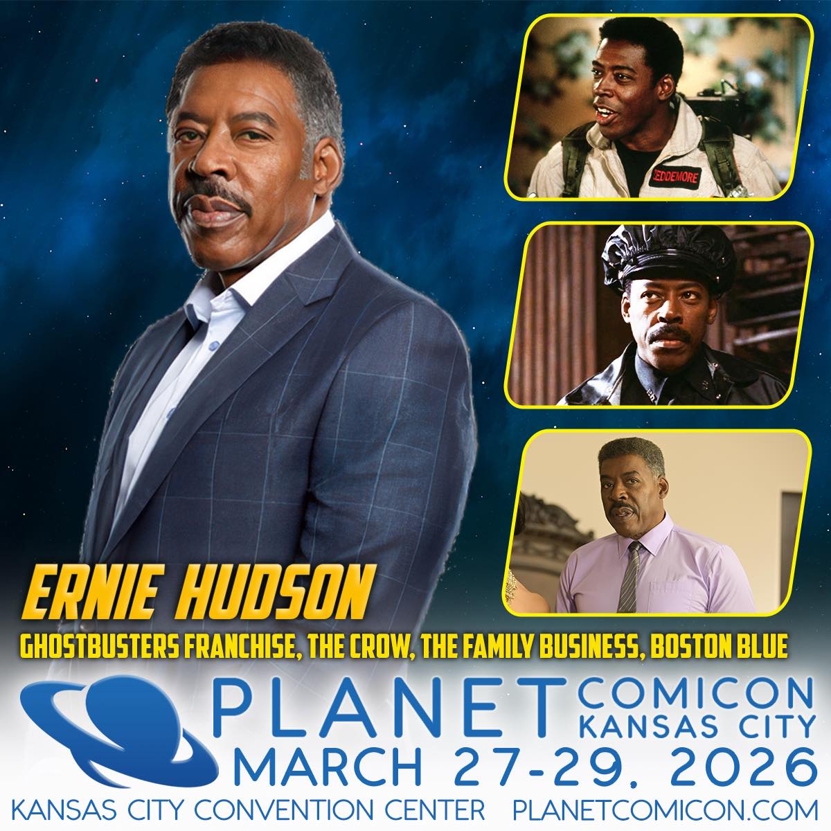 Ernie Hudson is expected to be at Planet Comicon Kansas City for all three days!