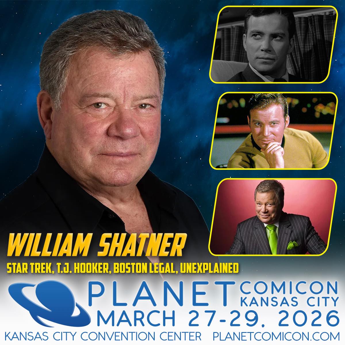 William Shatner is returning to Celebrity Row! (Artwork property of Planet Comicon Kansas City)