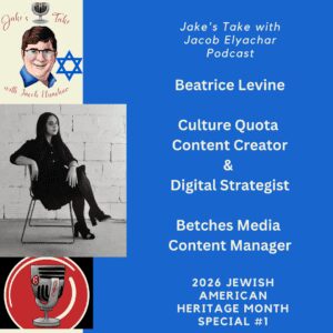 Culture Quota creator Beatrice Levine talks about her love for pop culture, Timothee Chalamet, Wendy Williams & more for the first episode of Jake's Take's with Jacob Elyachar's Jewish American Heritage Month.
