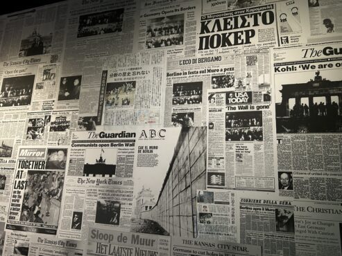 The exhibit showcases how the global media covered the Berlin Wall's collapse. (Photo property of Jake's Take with Jacob Elyachar)